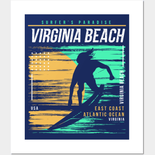 Retro Surfing Virginia Beach, Virginia // Vintage Surfer Beach // Surfer's Paradise Posters and Art